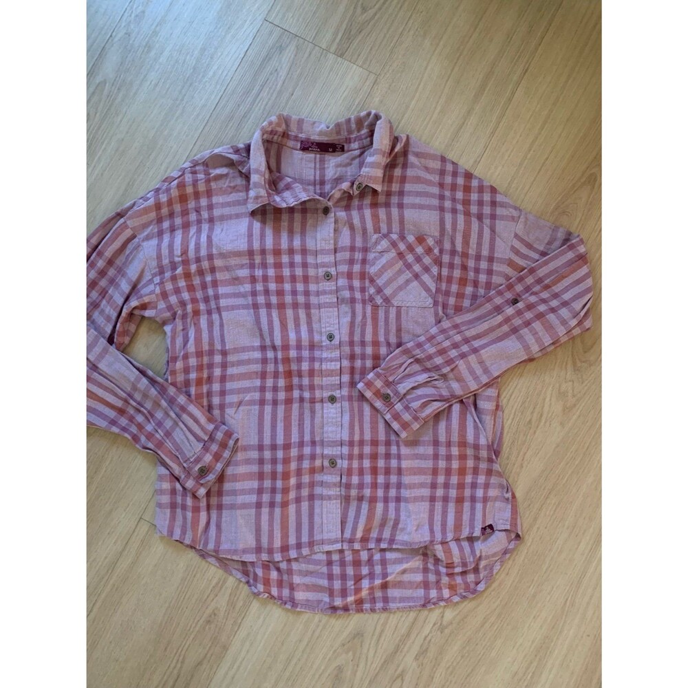 PRANA plaid shirt purple size M